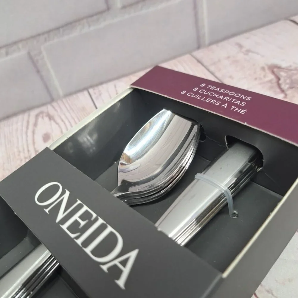 ONEIDA‎ Jordan Frosted Teaspoons Stainless Oval Spoon Glossy Flatware